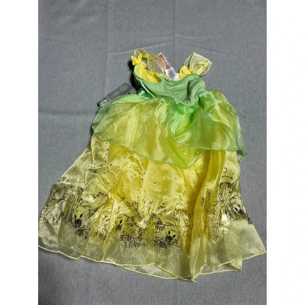 Disney Princess Tiana Costume Girls Size 4 Green Yellow‎ Sequined Dress NWT